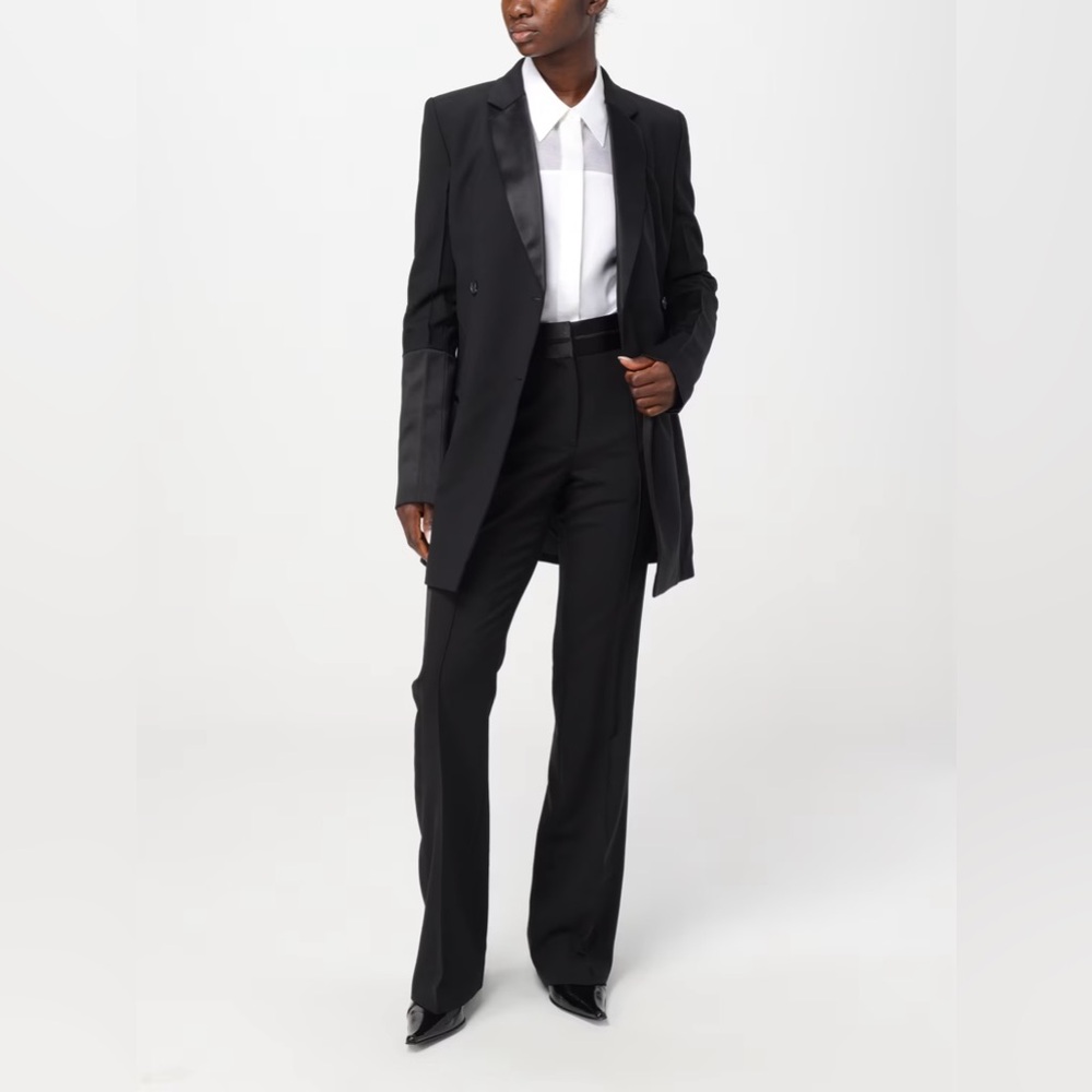 HELMUT LANG Poplin Sheer Detail Tuxedo Shirt - Picture 4 of 10